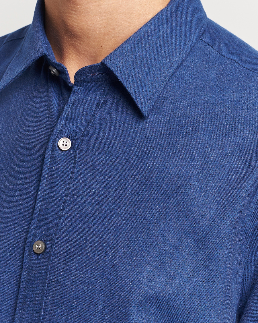 Men | Shirts | Tiger of Sweden | Benjamin Flannel Shirt  Blue Melange