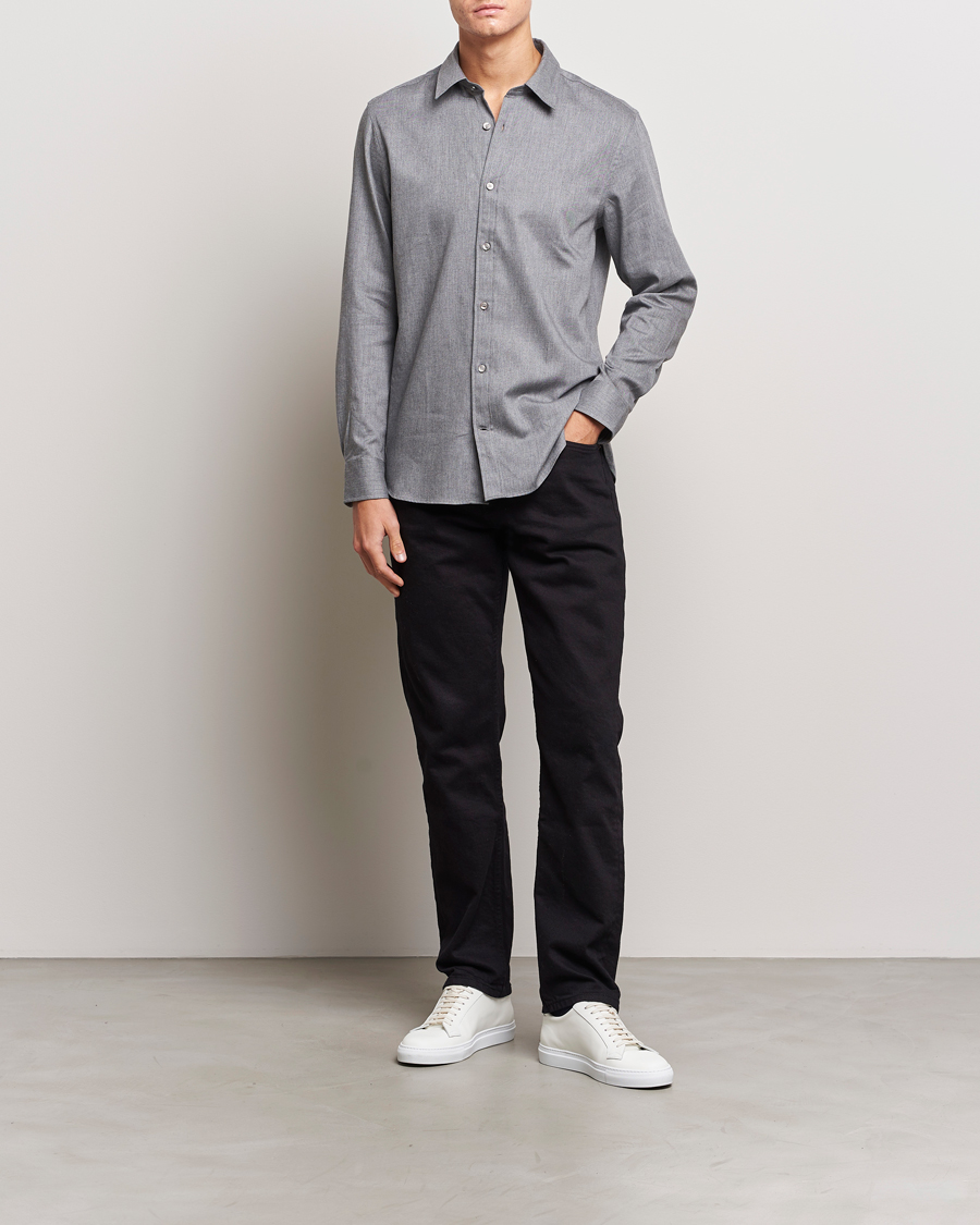 Men | Shirts | Tiger of Sweden | Benjamin Flannel Shirt  Grey Melange