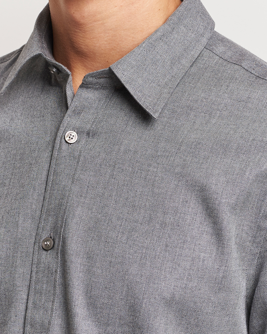 Men | Shirts | Tiger of Sweden | Benjamin Flannel Shirt  Grey Melange