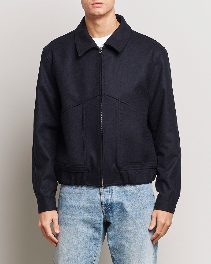 Men | Coats & Jackets | Tiger of Sweden | Eeven Wool Pilot Bomber Jacket Light Ink