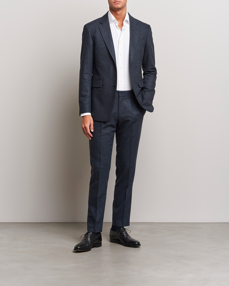 Men | Trousers | Tiger of Sweden | Tenutas Brushed Wool Trousers Midnight Blue