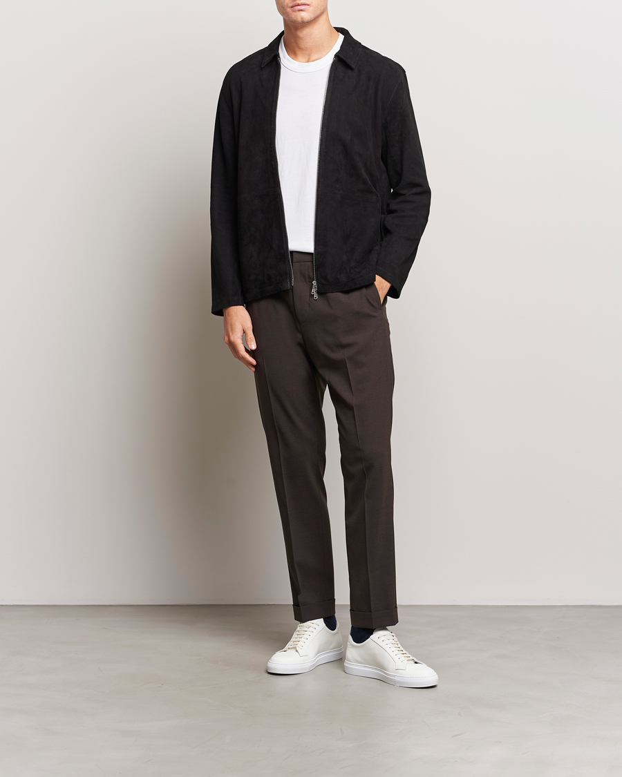 Men | Trousers | Tiger of Sweden | Taven Drawstring Wool Trousers Coffee