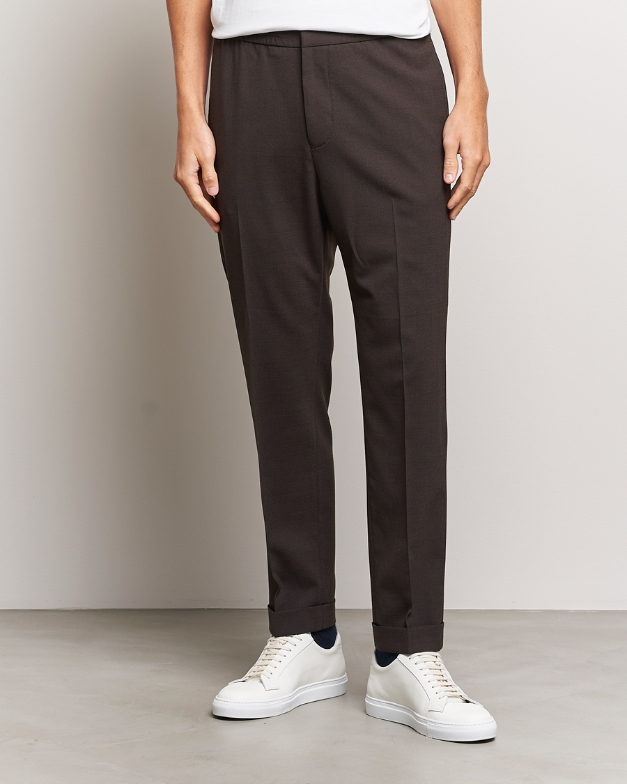 Men |  | Tiger of Sweden | Taven Drawstring Wool Trousers Coffee