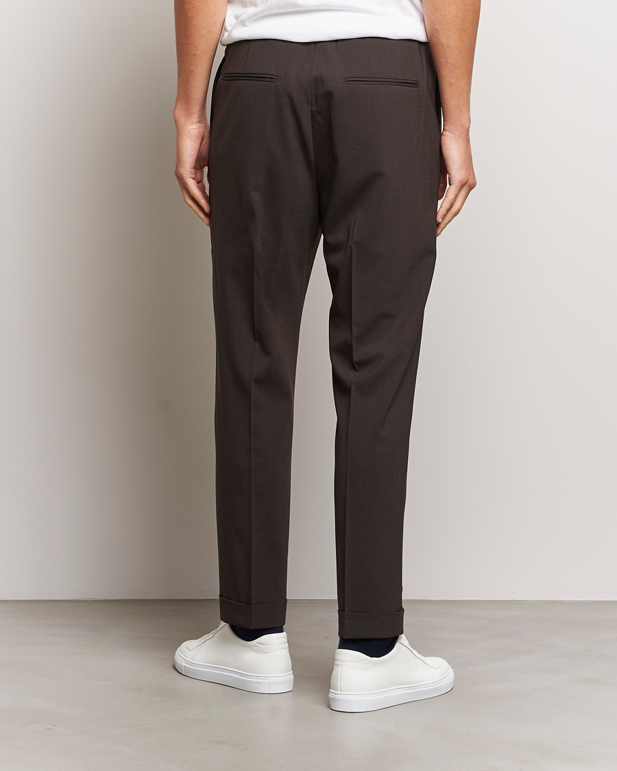 Men | Trousers | Tiger of Sweden | Taven Drawstring Wool Trousers Coffee