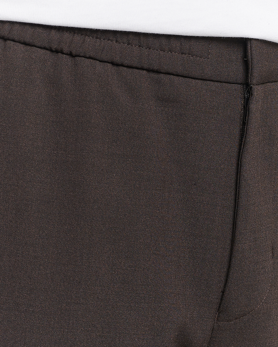 Men | Trousers | Tiger of Sweden | Taven Drawstring Wool Trousers Coffee