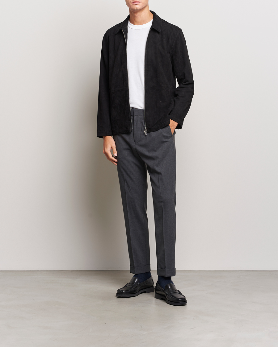 Men | Trousers | Tiger of Sweden | Taven Drawstring Wool Trousers Dark Grey Melange