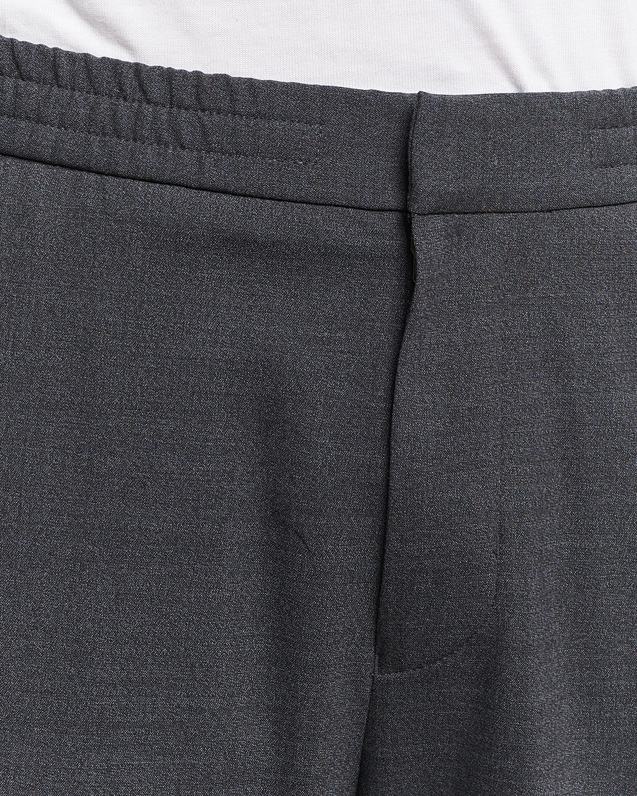 Men | Trousers | Tiger of Sweden | Taven Drawstring Wool Trousers Dark Grey Melange