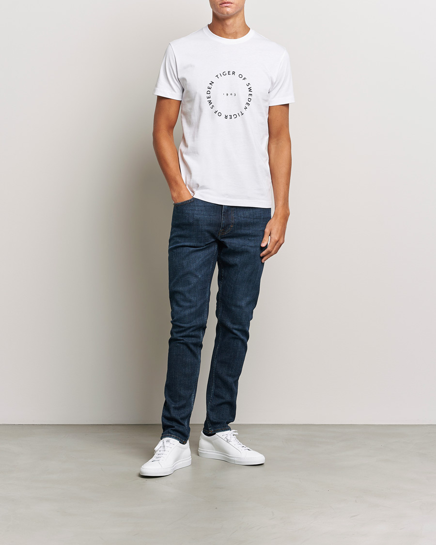 Men | T-Shirts | Tiger of Sweden | Dillan Crew Neck Logo T-Shirt Pure White
