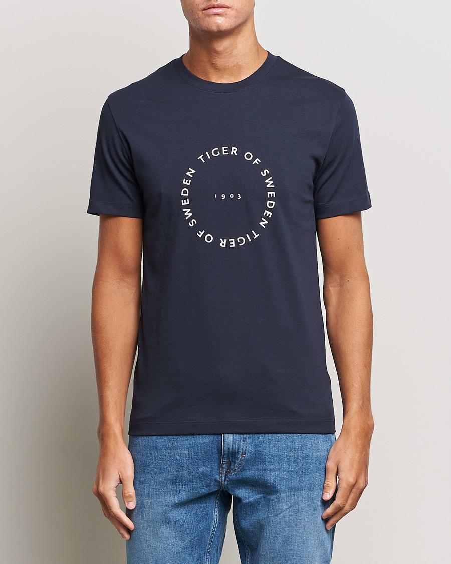 Men | Tiger of Sweden | Tiger of Sweden | Dillan Crew Neck Logo T-Shirt Light Ink