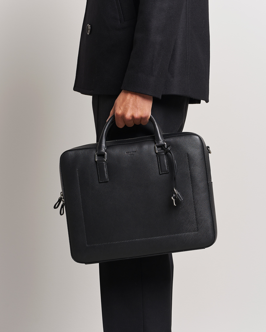Men | Briefcases | Tiger of Sweden | Bowe Leather Briefcase Black