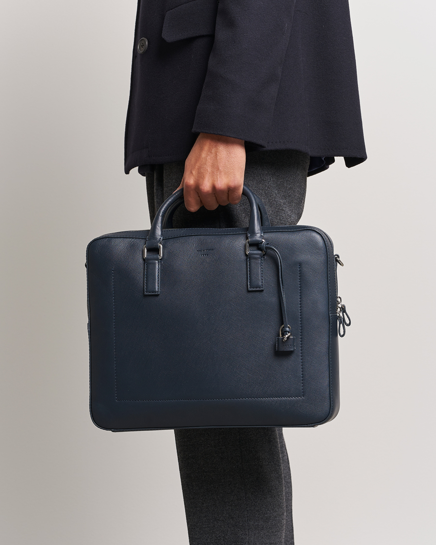 Men | Briefcases | Tiger of Sweden | Bowe Leather Briefcase Midnight Blue
