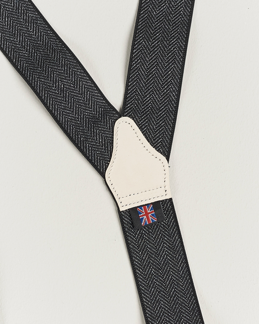 Men | Albert Thurston Elastic Herringbone Braces 35mm Grey | Albert Thurston | Elastic Herringbone Braces 35mm Grey