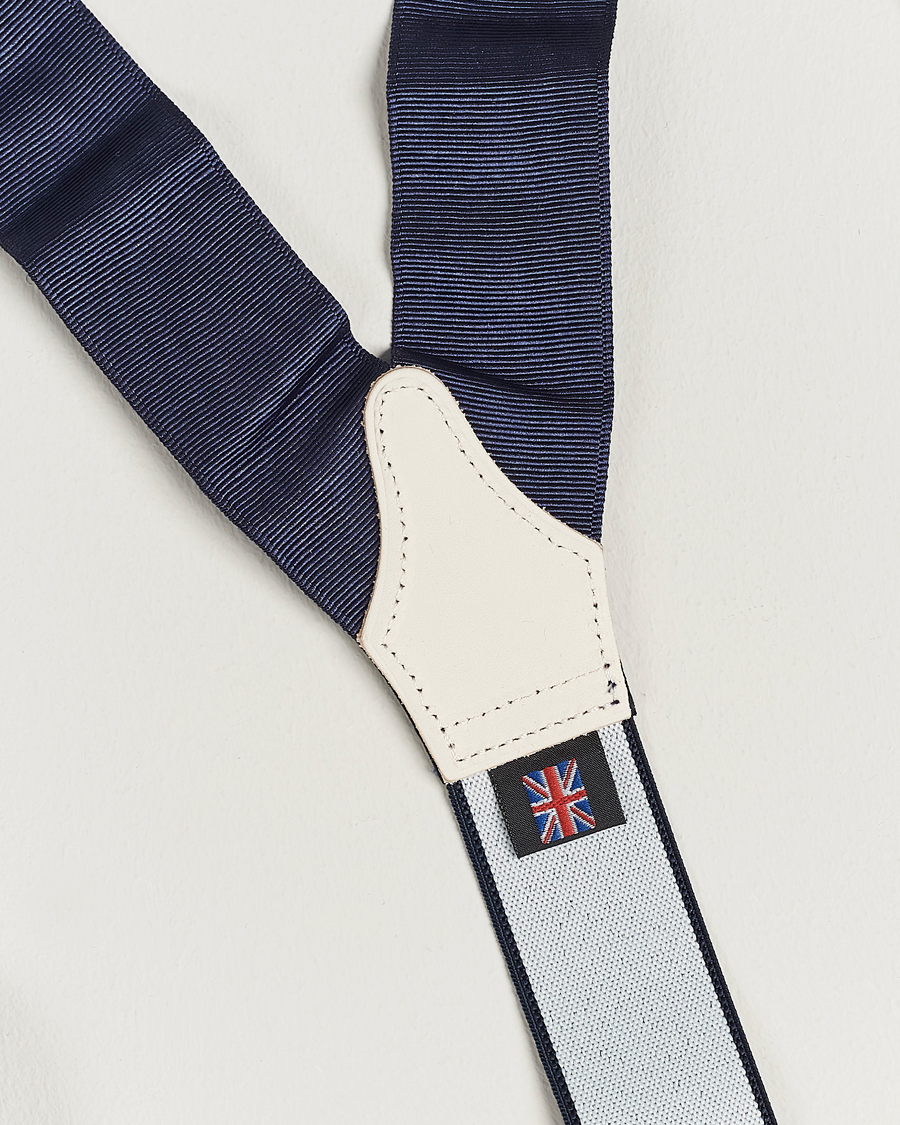 Men | Albert Thurston Moiré Braces 40mm Navy | Albert Thurston | Moiré Braces 40mm Navy