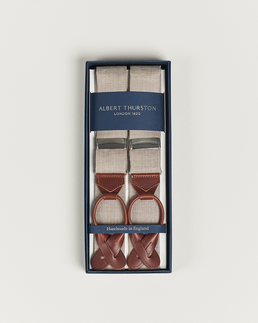 Men | Albert Thurston Linen Braces Beige | Albert Thurston | Linen Braces Beige
