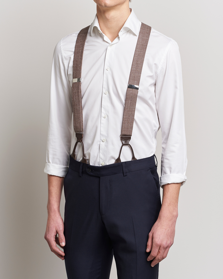 Men | Albert Thurston Linen Braces Brown | Albert Thurston | Linen Braces Brown