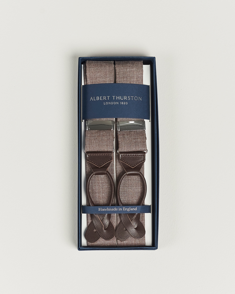 Men | Albert Thurston Linen Braces Brown | Albert Thurston | Linen Braces Brown