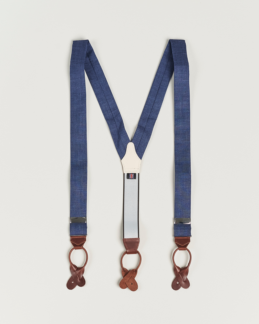 Men | Albert Thurston Linen Braces Blue | Albert Thurston | Linen Braces Blue