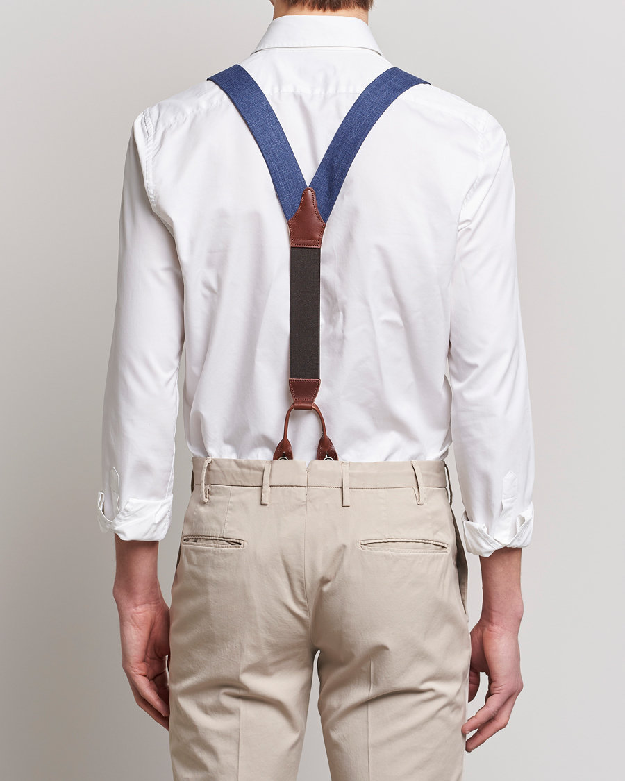 Men | Albert Thurston Linen Braces Blue | Albert Thurston | Linen Braces Blue