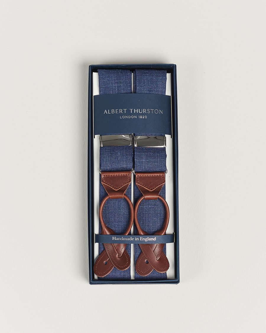 Men | Albert Thurston Linen Braces Blue | Albert Thurston | Linen Braces Blue