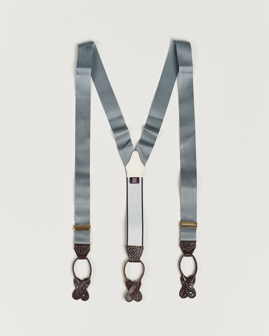 Men | Albert Thurston Elastic Ribbed Rigid Braces 35mm Dove Grey | Albert Thurston | Elastic Ribbed Rigid Braces 35mm Dove Grey