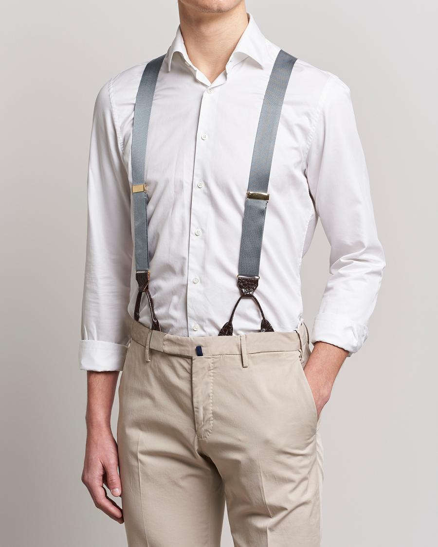 Men | Albert Thurston Elastic Ribbed Rigid Braces 35mm Dove Grey | Albert Thurston | Elastic Ribbed Rigid Braces 35mm Dove Grey