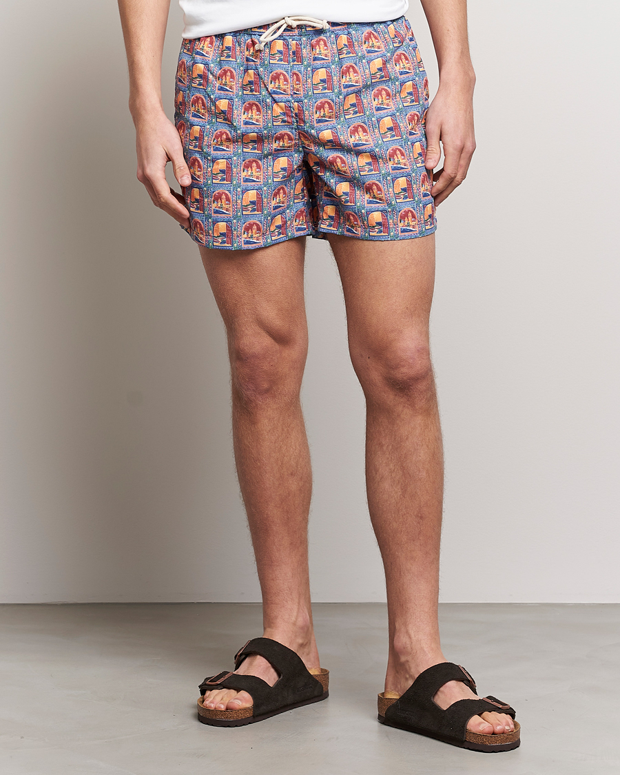 Men | Swimwear | Ripa Ripa | Printed Swimshorts Orange/Light Blue