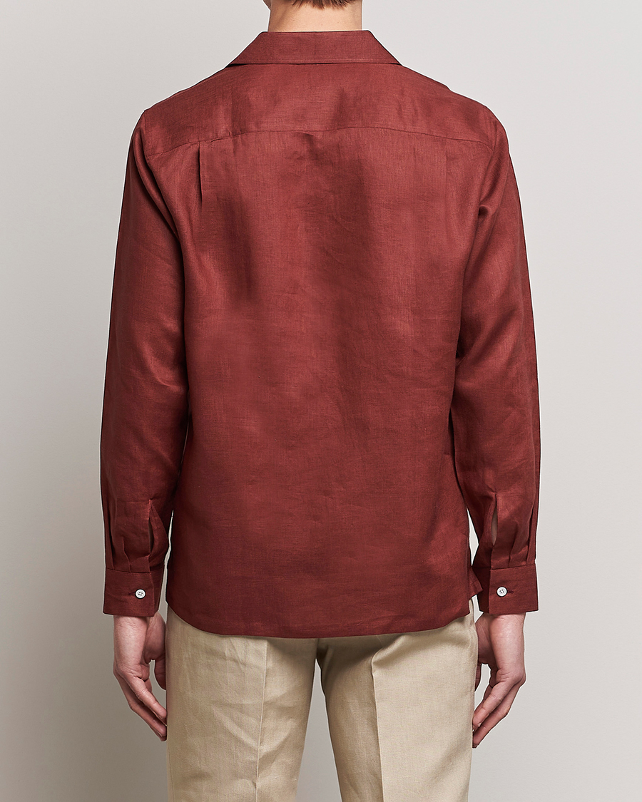 Men | Shirts | Beams F | Relaxed Linen Shirt Brick