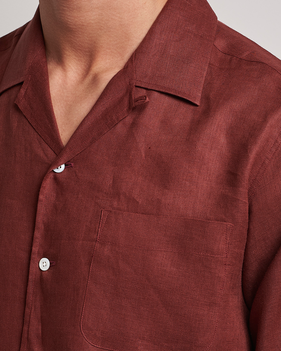Men | Shirts | Beams F | Relaxed Linen Shirt Brick