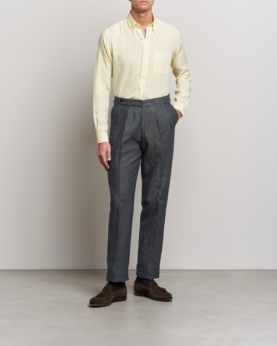 Men | Shirts | Beams F | Button Down Pullover Shirt Yellow