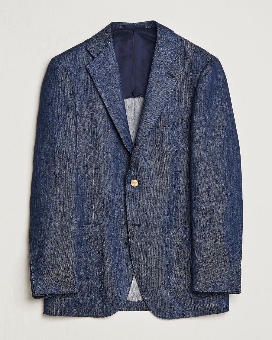 Men | Blazers | Beams F | Patch Pocket Linen Blazer Indigo