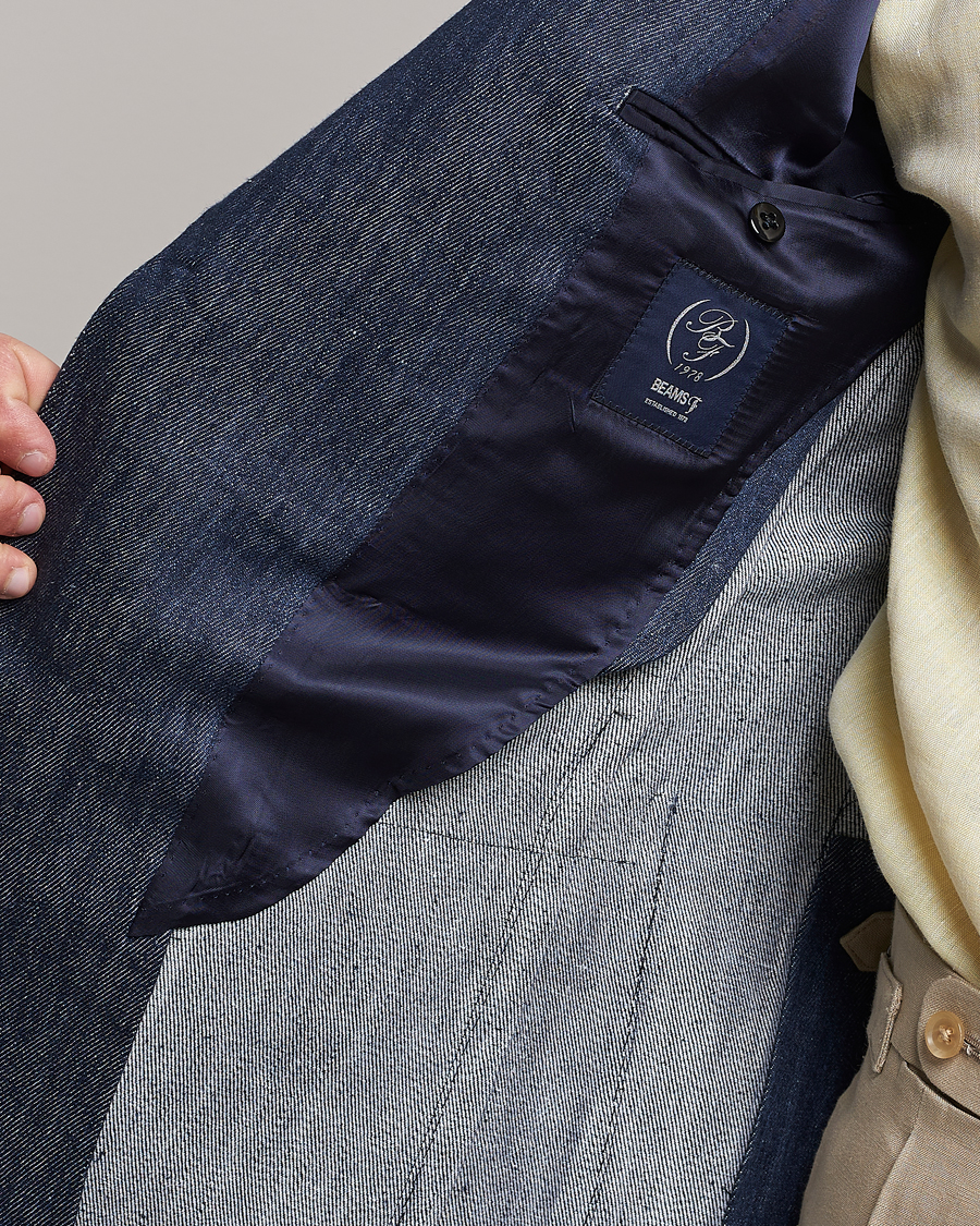 Men | Blazers | Beams F | Patch Pocket Linen Blazer Indigo