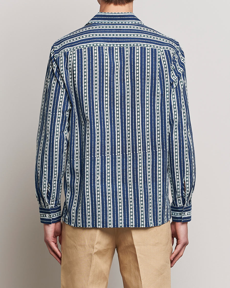 Men | Shirts | Beams F | Relaxed Cotton Shirt Blue Stripes