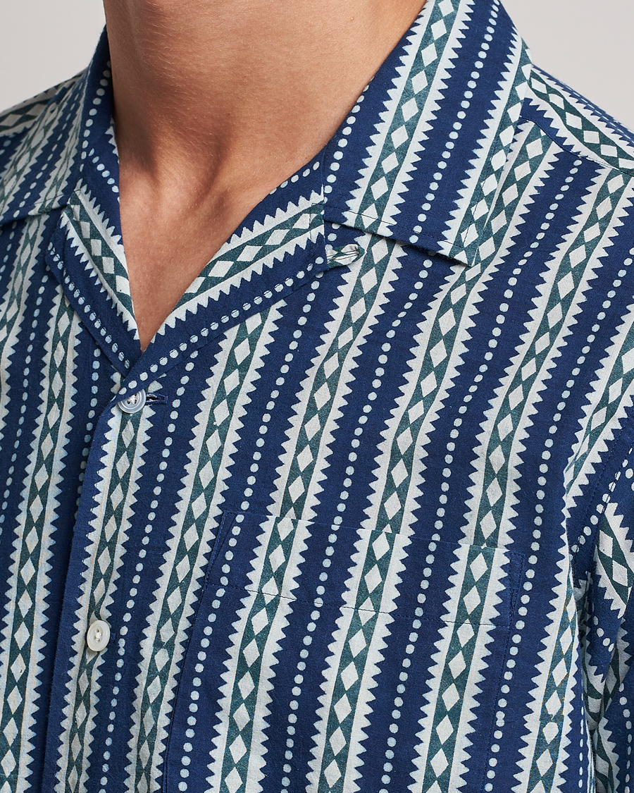 Men | Shirts | Beams F | Relaxed Cotton Shirt Blue Stripes
