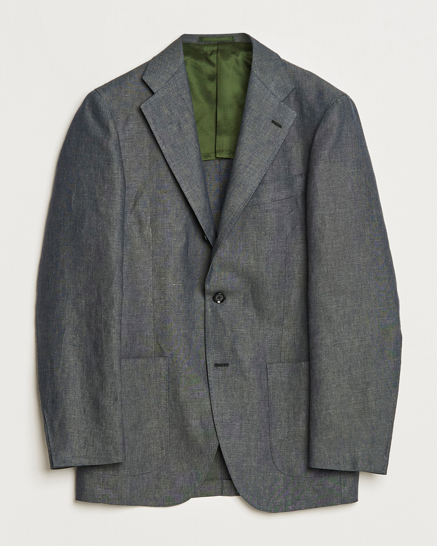 Men | Blazers | Beams F | Patch Pocket Linen Blazer Petroleum Blue