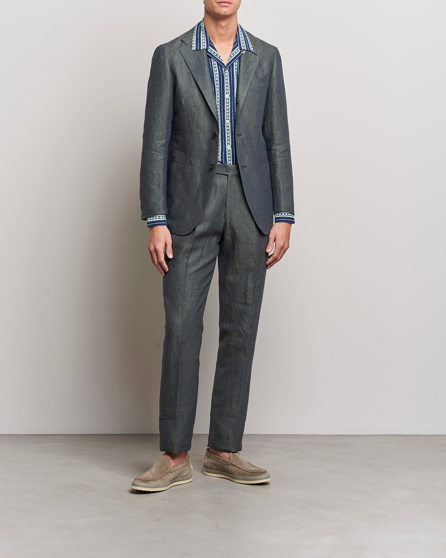 Men | Blazers | Beams F | Patch Pocket Linen Blazer Petroleum Blue