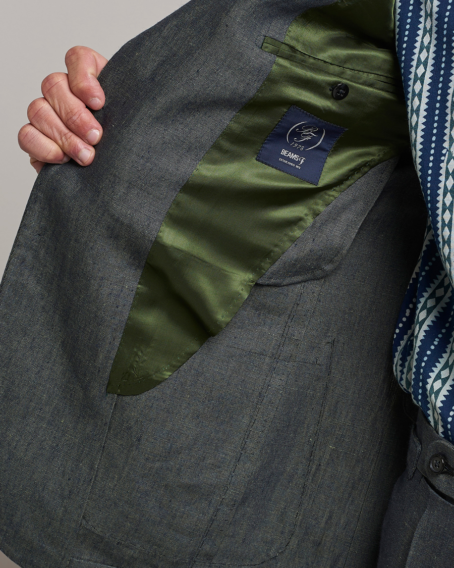 Men | Blazers | Beams F | Patch Pocket Linen Blazer Petroleum Blue