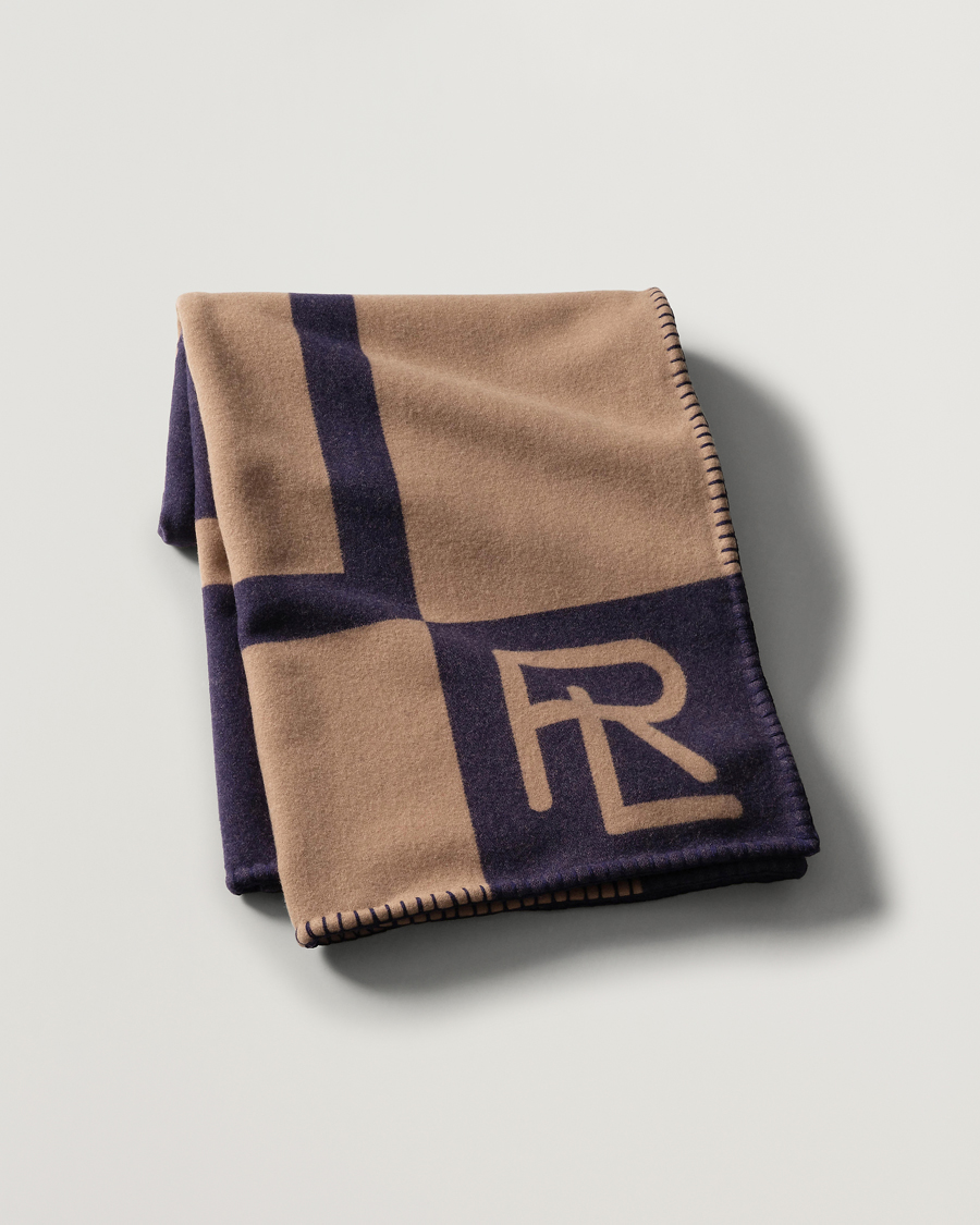 Men | Ralph Lauren Home Northam RL Graphic Colour Block Wool Throw Camel/Navy | Ralph Lauren Home | Northam RL Graphic Colour Block Wool Throw Camel/Navy