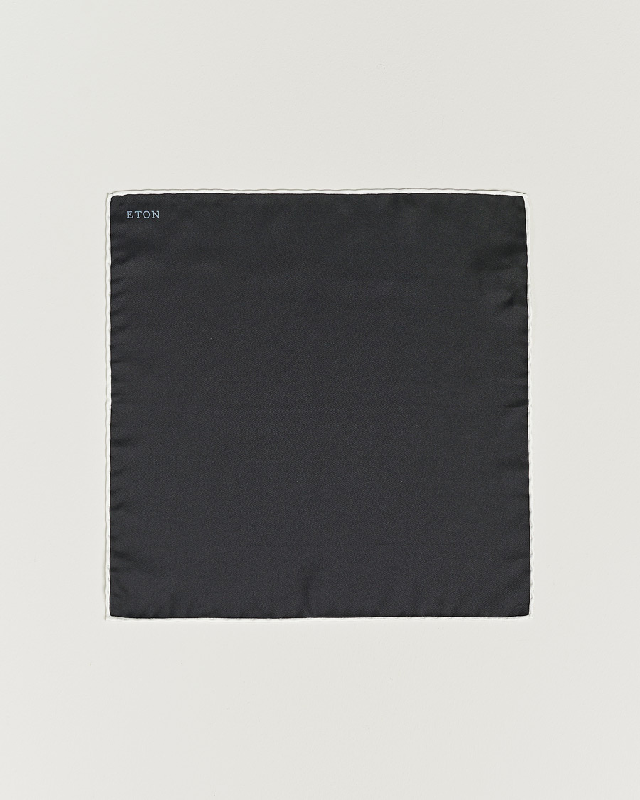 Men |  | Eton | Silk Pocket Square Black