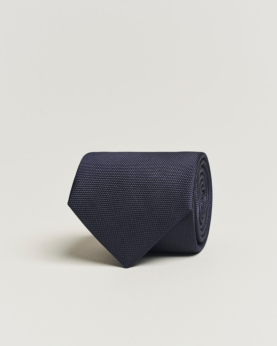 Men | Ties | Eton | Silk Basket Weave Tie Navy