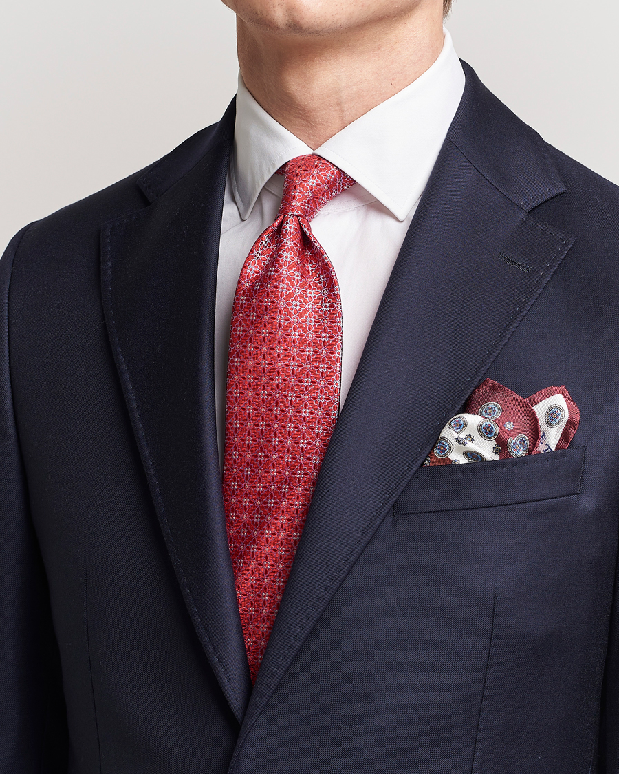 Men | Ties | Eton | Silk Printed Flower Tie Red