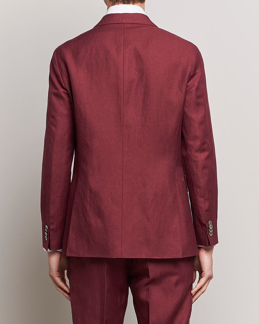 Men | Blazers | Oscar Jacobson | Farris Double Breasted Linen Blazer Moon Red