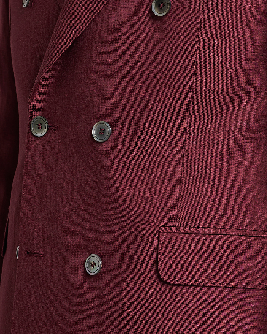 Men | Blazers | Oscar Jacobson | Farris Double Breasted Linen Blazer Moon Red