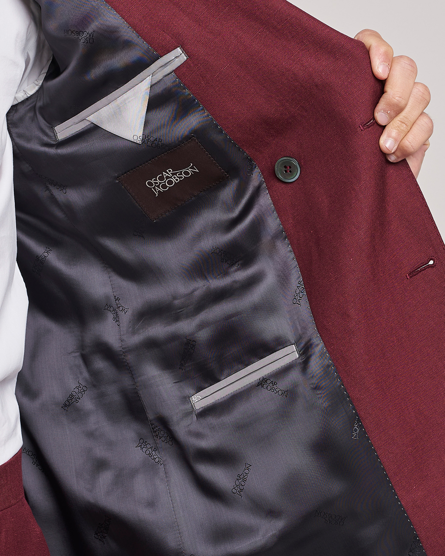 Men | Blazers | Oscar Jacobson | Farris Double Breasted Linen Blazer Moon Red