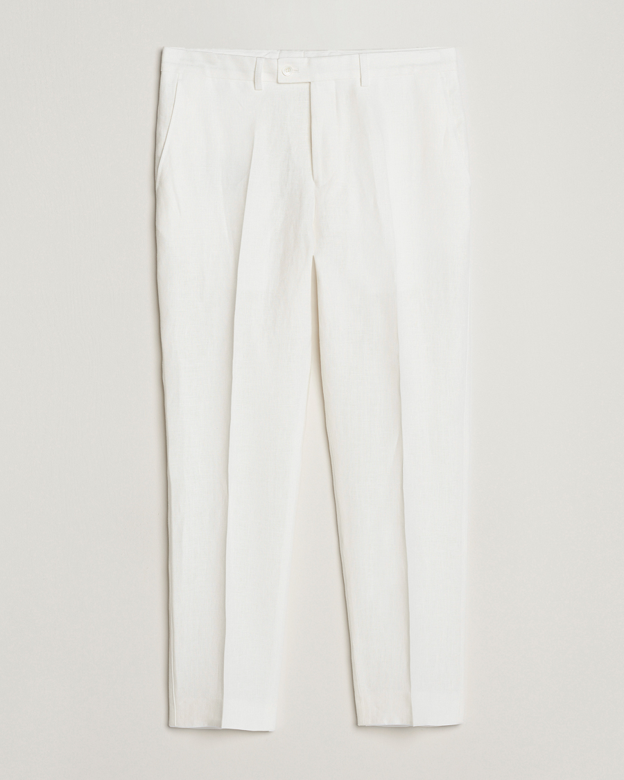 Men | Trousers | Oscar Jacobson | Deccan Linen Trousers White