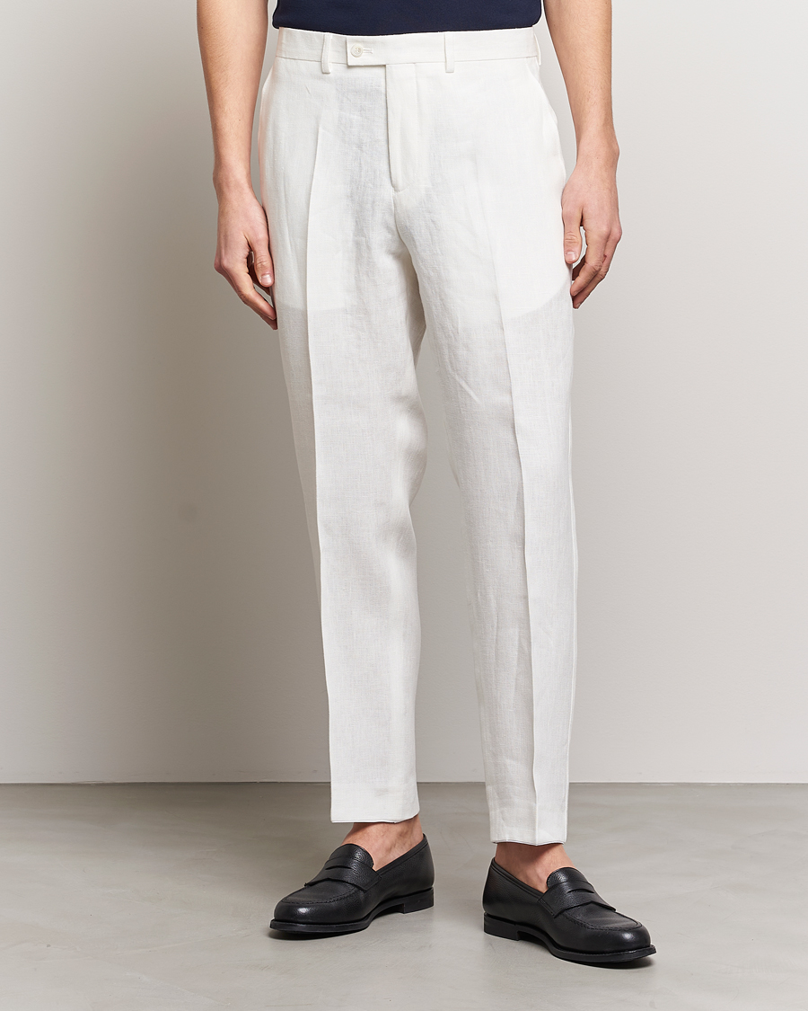 Men |  | Oscar Jacobson | Deccan Linen Trousers White