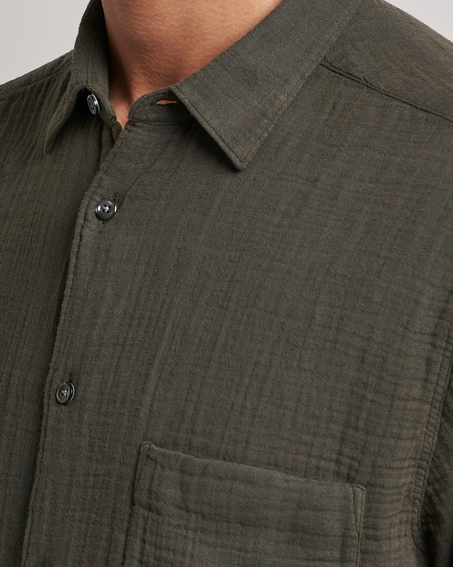 Men | Shirts | Oscar Jacobson | Regular Fit City Crepe Cotton Shirt Green