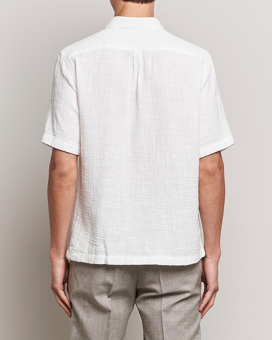 Men | Shirts | Oscar Jacobson | Regular Fit City Crepe Linen Shirt Off White