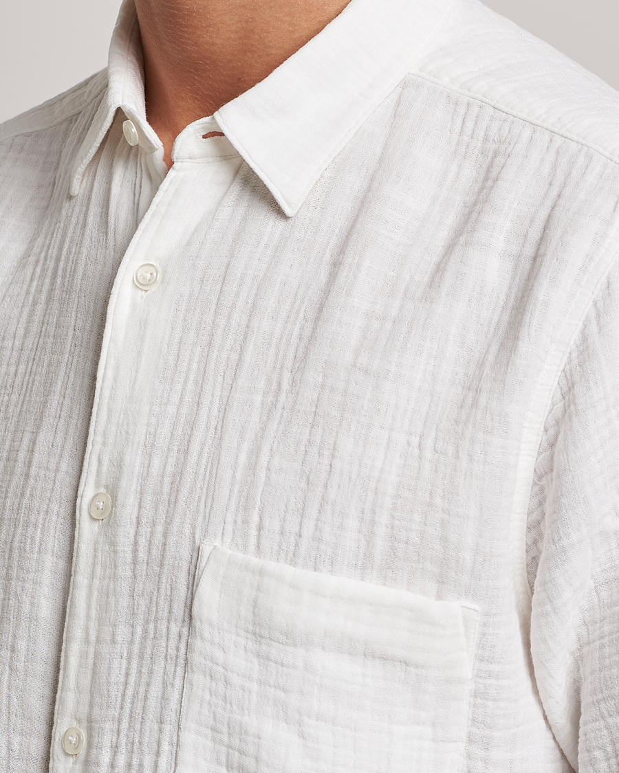 Men | Shirts | Oscar Jacobson | Regular Fit City Crepe Linen Shirt Off White