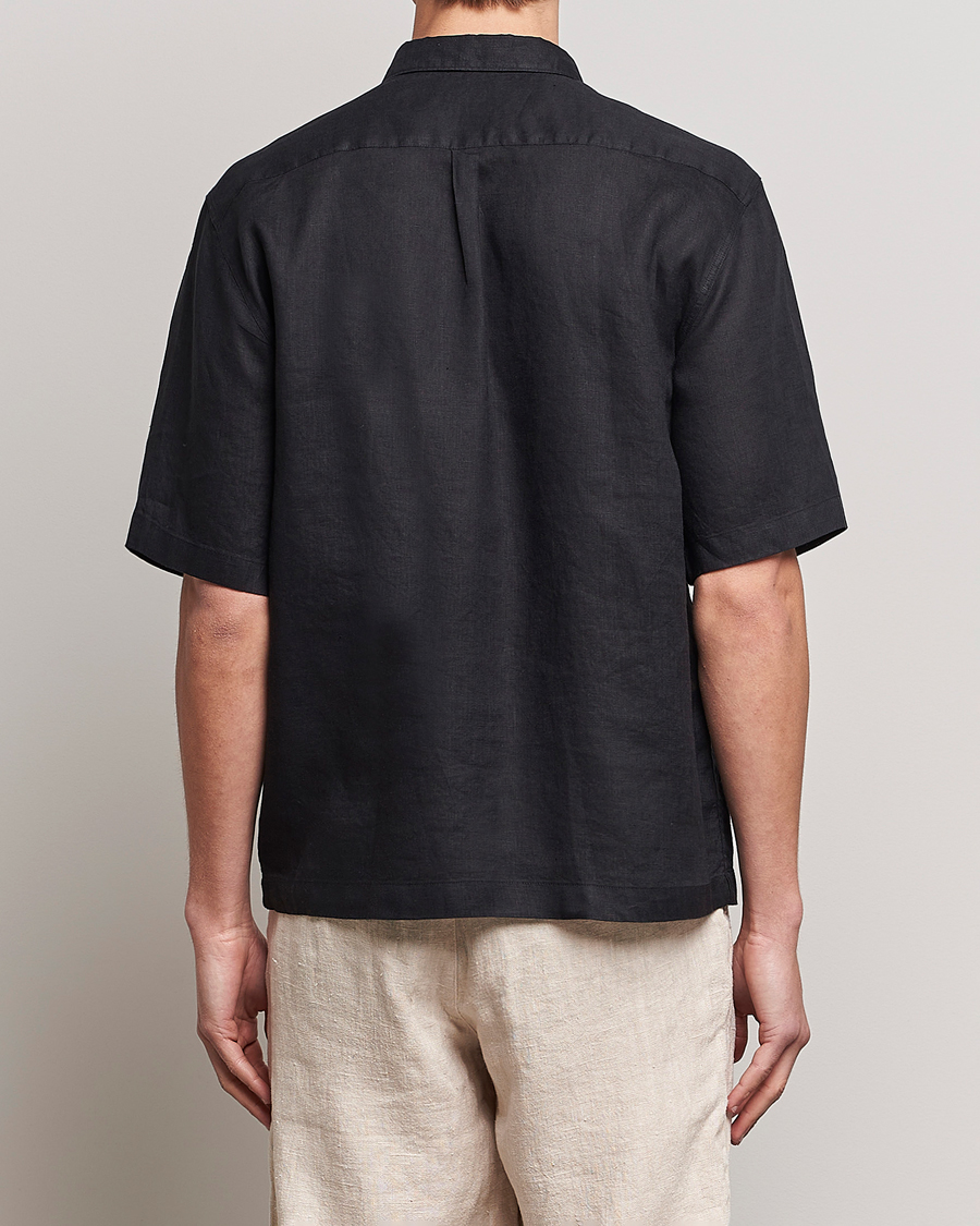 Men | Shirts | Oscar Jacobson | Regular Fit City Signature Linen Shirt Black