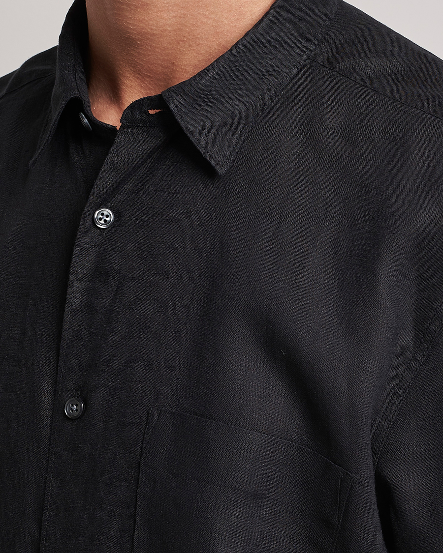 Men | Shirts | Oscar Jacobson | Regular Fit City Signature Linen Shirt Black